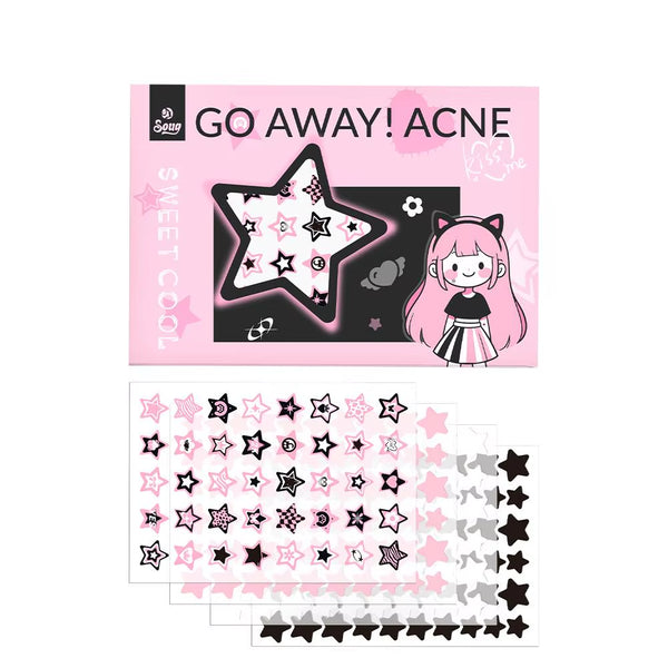 4 Sheets Colorful Star Acne Pimple Patch (220 Counts), Invisible Hydrocolloid Cute Acne Patch, Acne Spots Zits Patches Skincare