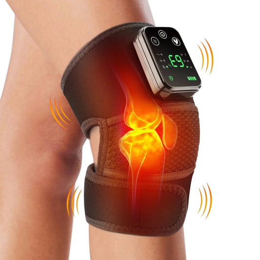 Heated Knee Massager,3-In-1 Heated Knee Brace Wrap, Vibration Knee Heating Pad,3 Adjustable Vibrations and Heating Modes, Heating Pad for Knee Relax