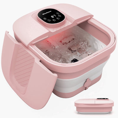 Collapsible Foot Spa with Massager and Heat, Foot Spa Massager with Bubble Heat, Pink